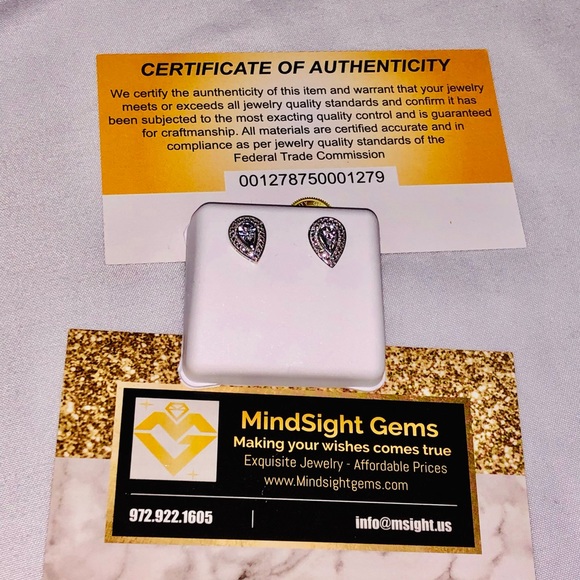 Real diamond bridal jewlery, natural genuine pear shape diamond studs, huge sale - Picture 5 of 5